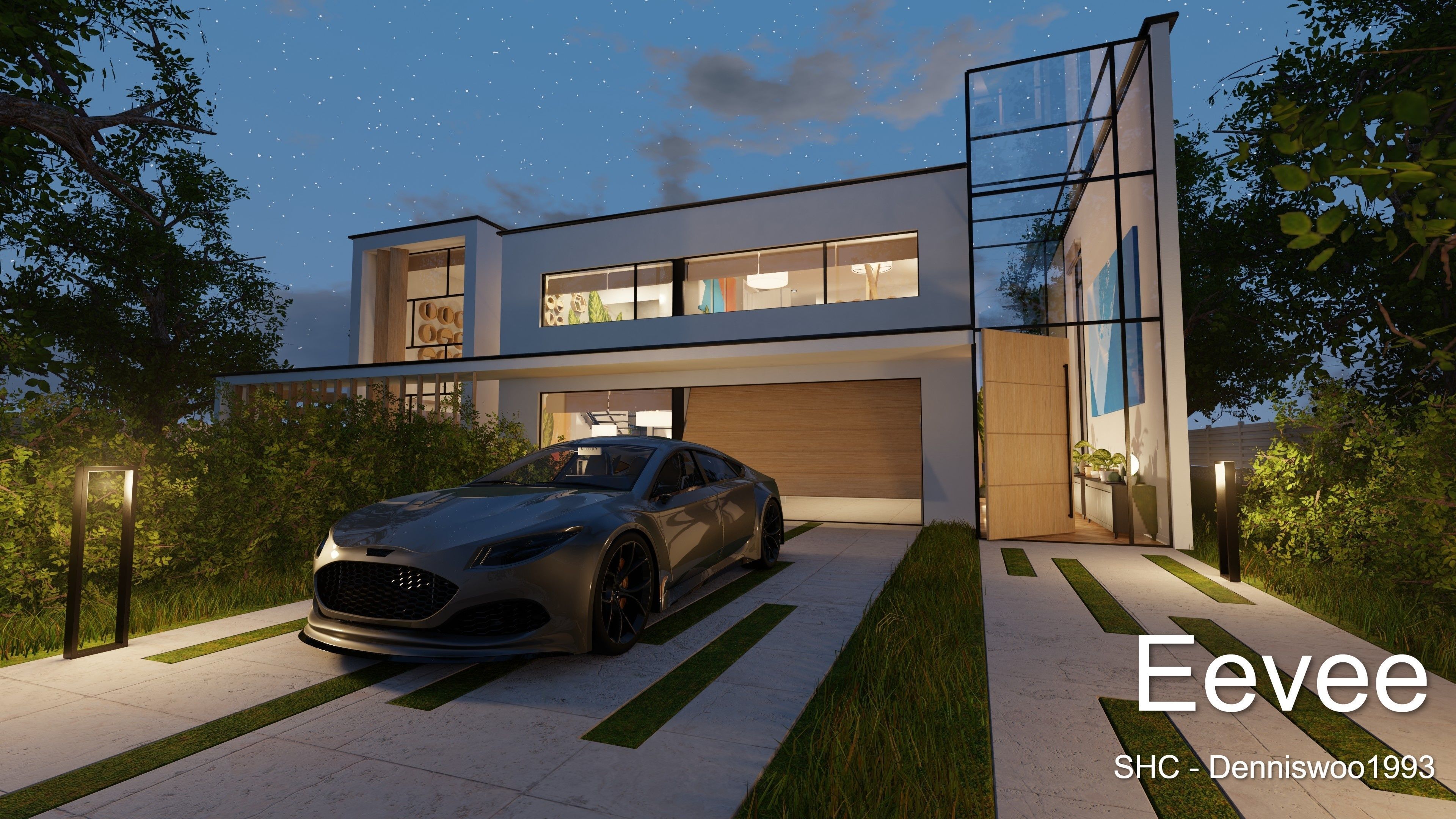 Modern villa 2021 Blender Eevee and Cycles 2 Low-poly 3D model_50