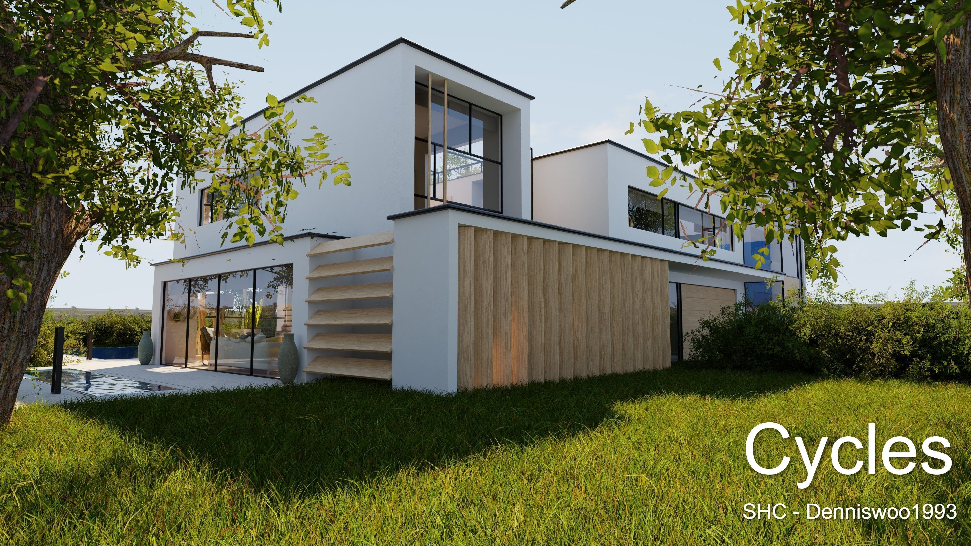 Modern villa 2021 Blender Eevee and Cycles 2 Low-poly 3D model_25