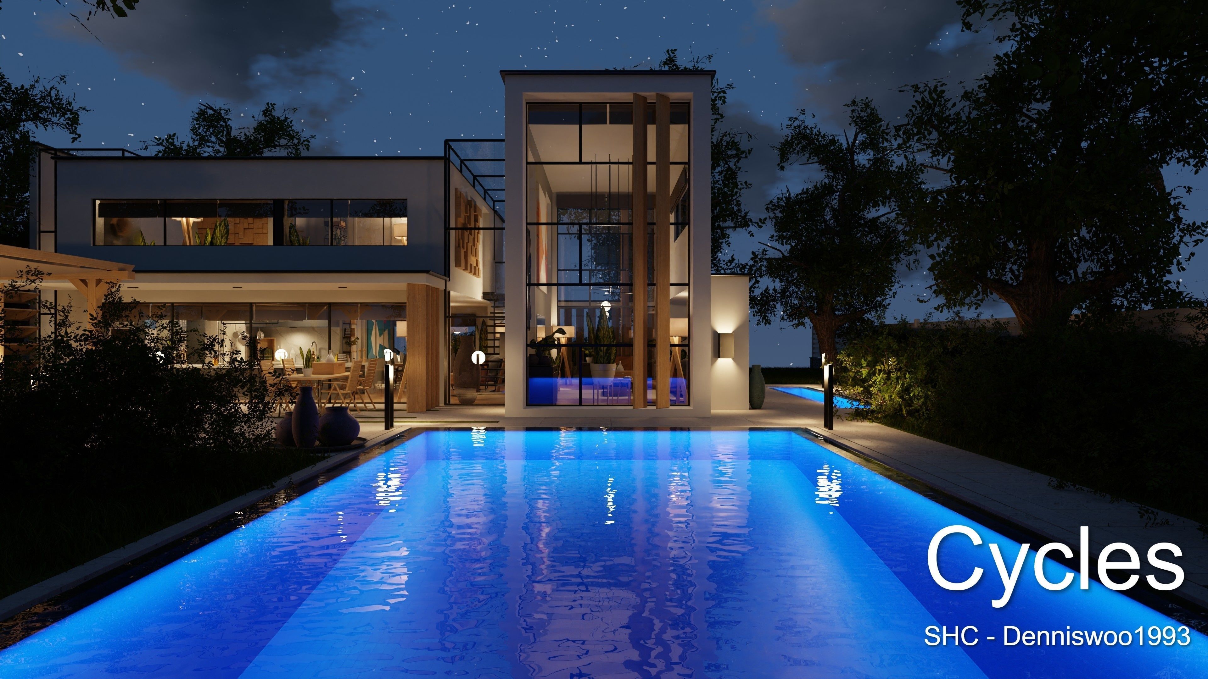 Modern villa 2021 Blender Eevee and Cycles 2 Low-poly 3D model_5