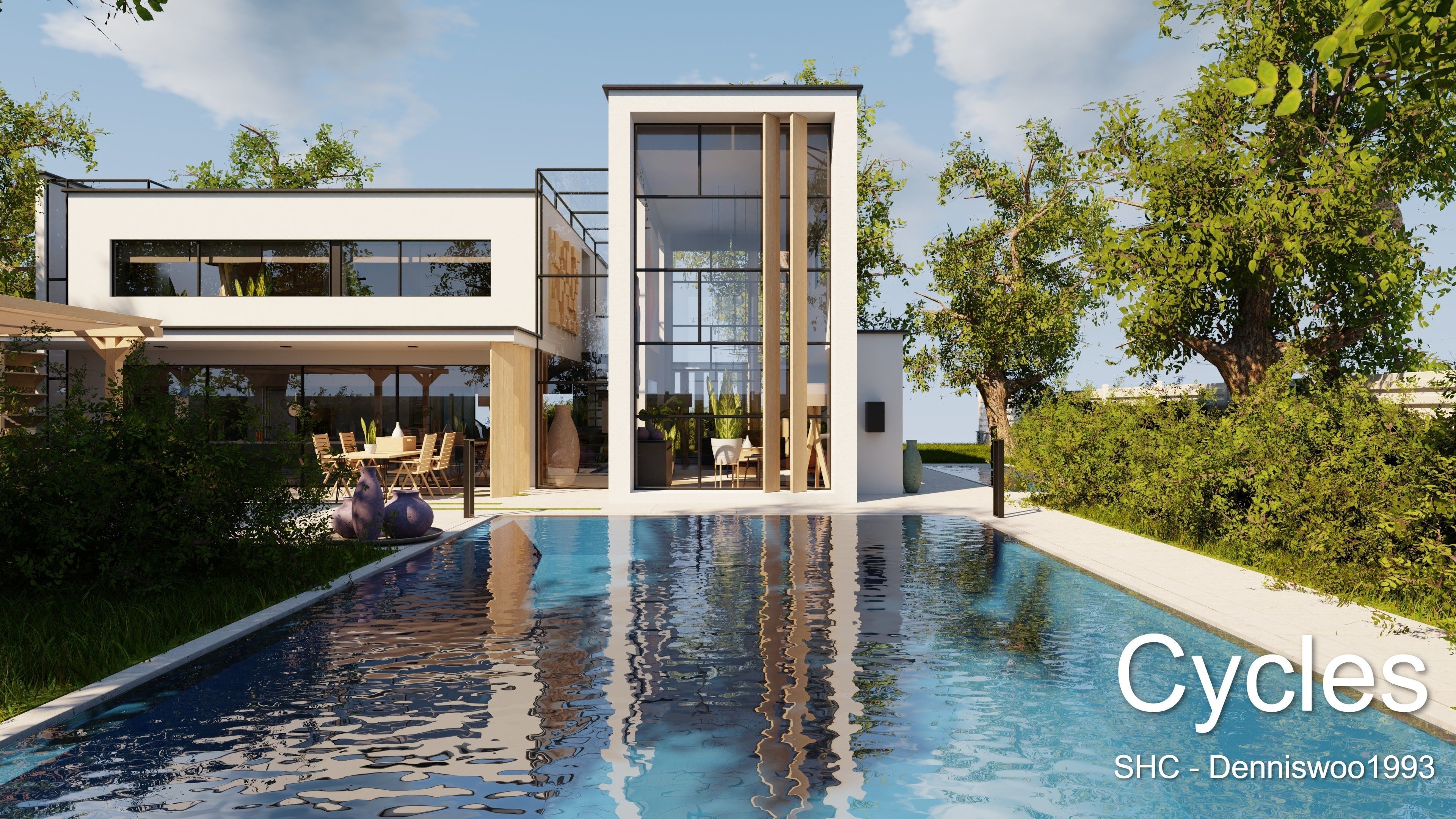 Modern villa 2021 Blender Eevee and Cycles 2 Low-poly 3D model_3