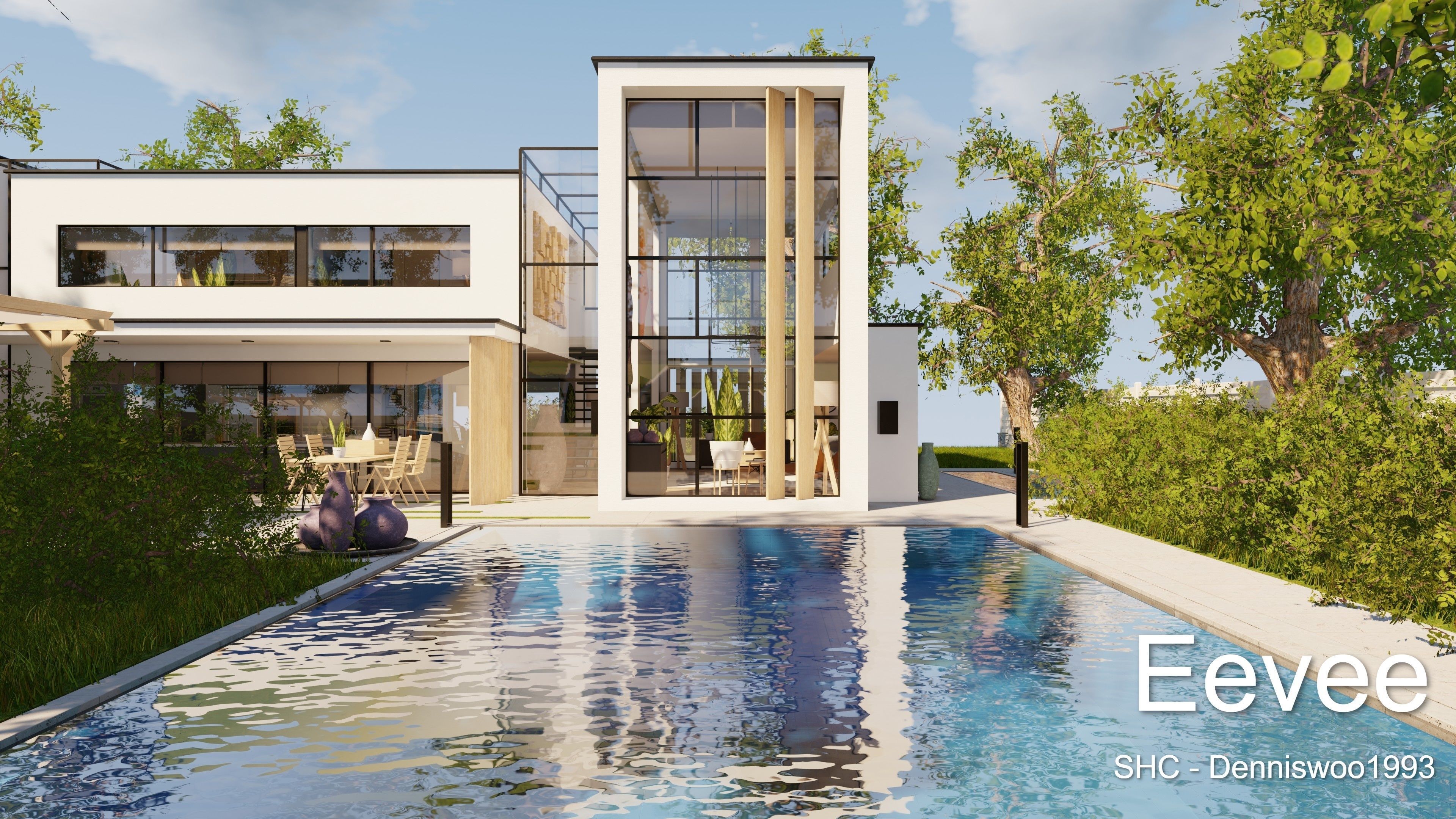 Modern villa 2021 Blender Eevee and Cycles 2 Low-poly 3D model_26