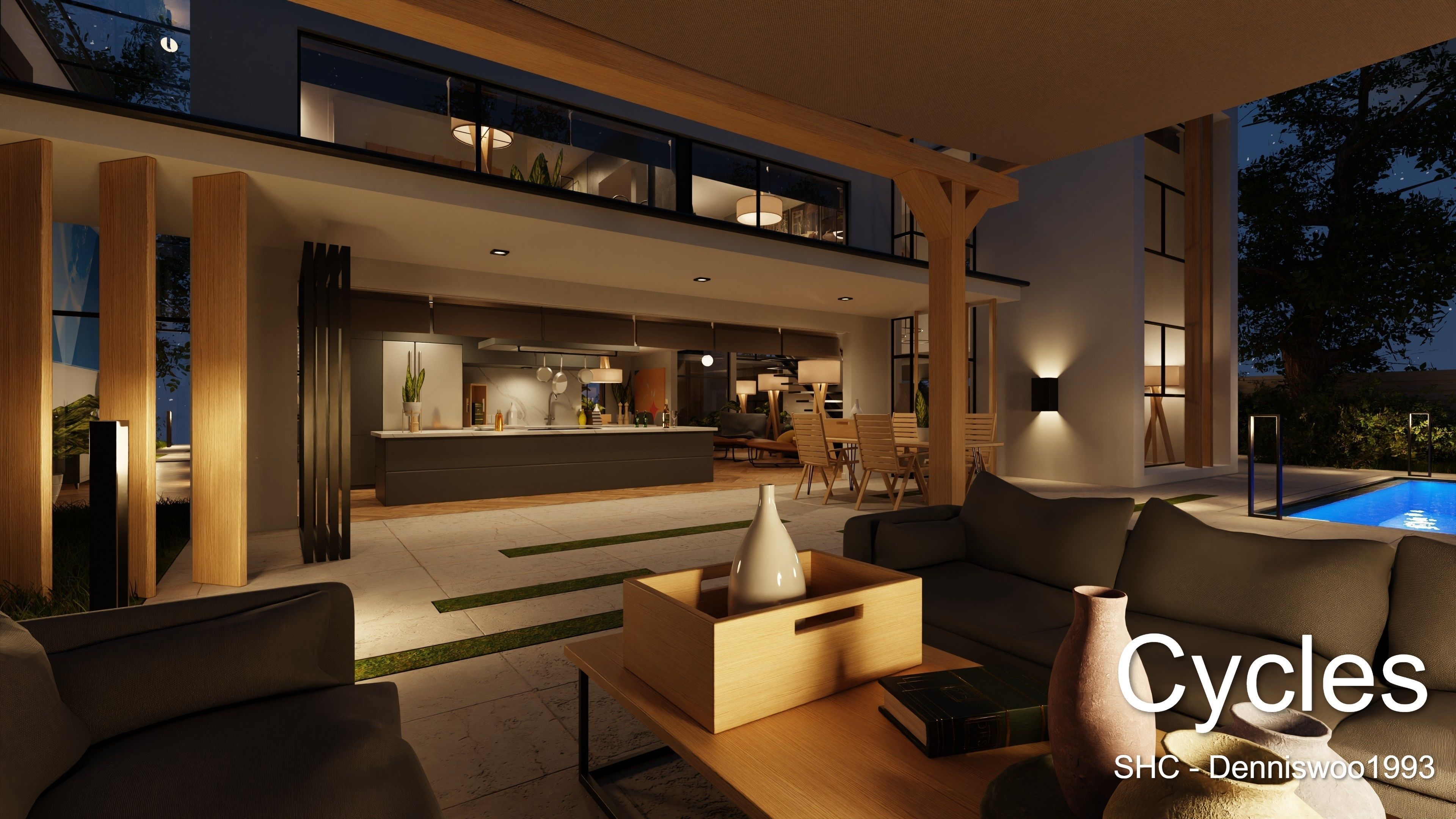 Modern villa 2021 Blender Eevee and Cycles 2 Low-poly 3D model_23