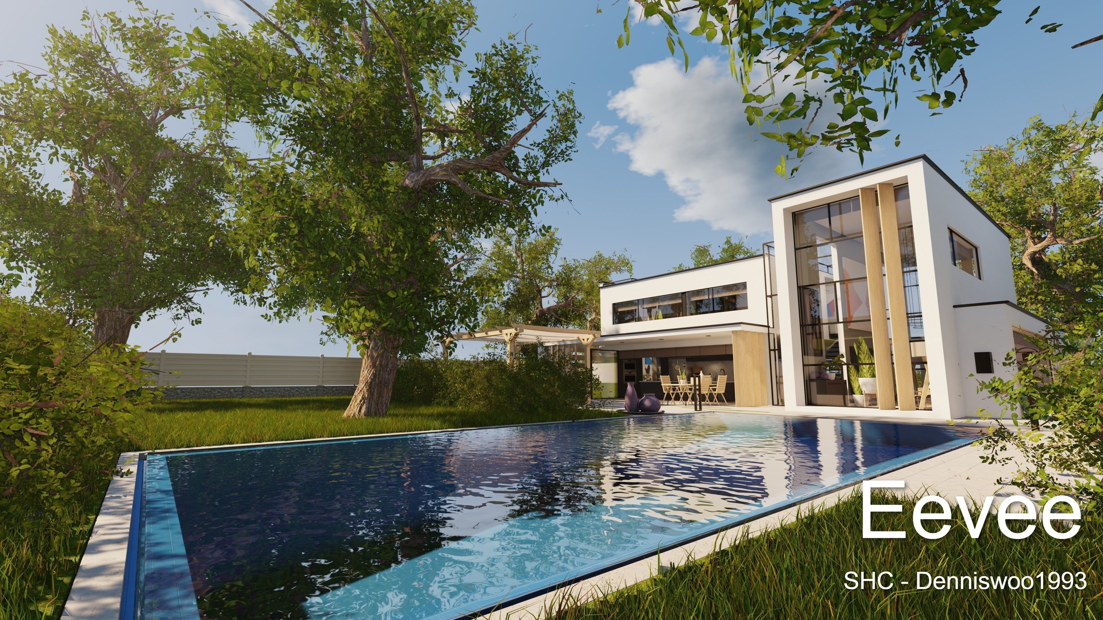 Modern villa 2021 Blender Eevee and Cycles 2 Low-poly 3D model_39