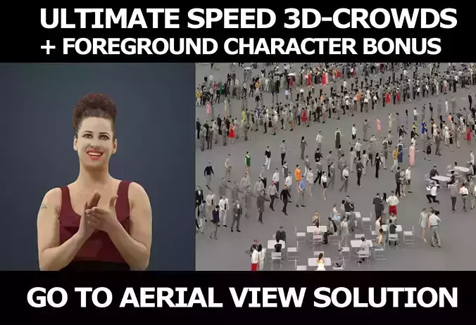 3d crowds and foreground Yearn Event Clapping Audience Woman 3D Model Collection