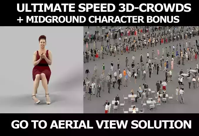 3d crowds and midground Yearn Event Clapping Audience Woman 3D Model Collection