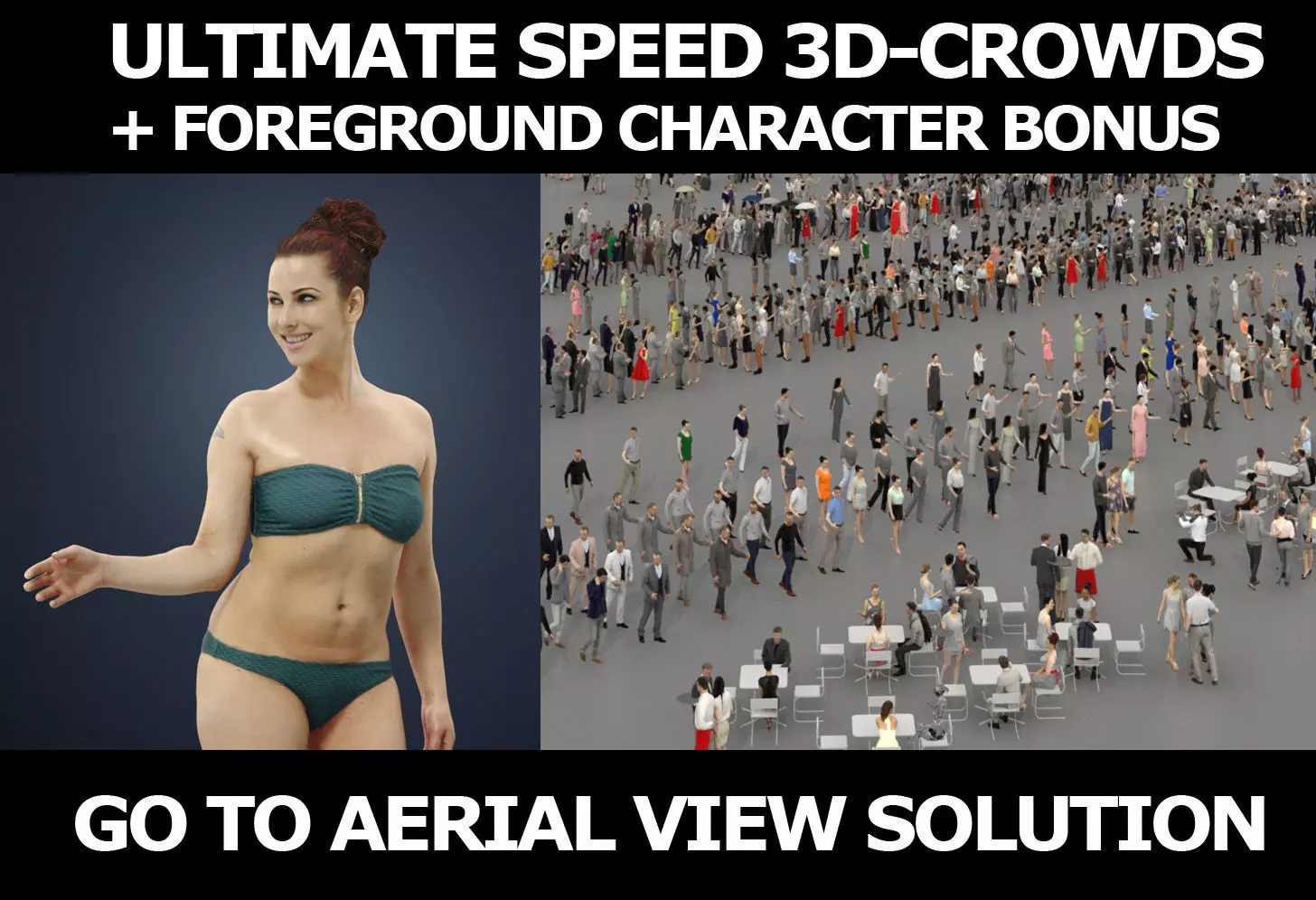 3d crowds and Yearn Foreground Swimsuit Beach woman 3D Model Collection_0