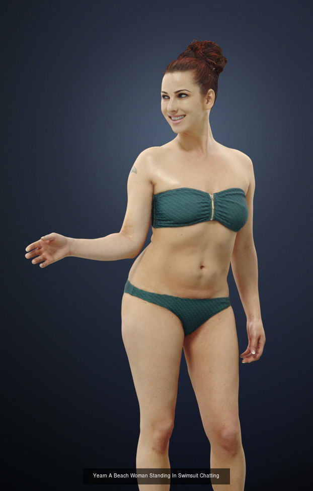 3d crowds and Yearn Foreground Swimsuit Beach woman 3D Model Collection_1