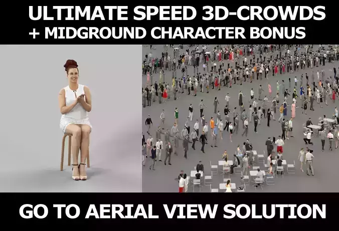 3d crowds and foreground Yearn elegant audience sitting woman 3D Model Collection