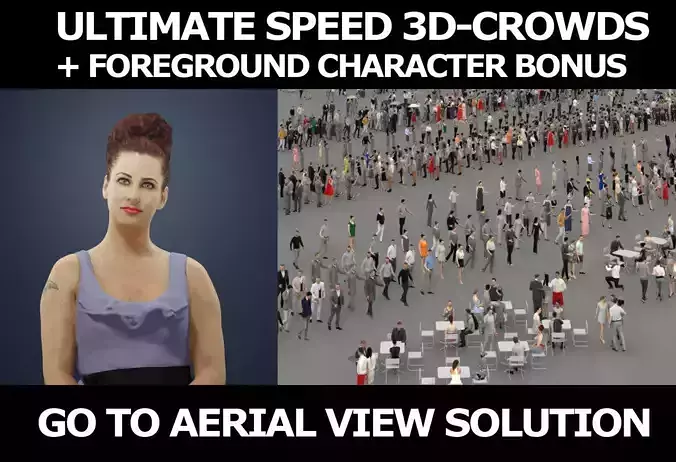 3d people crowds and a foreground Yearn event sitting woman 3D Model Collection
