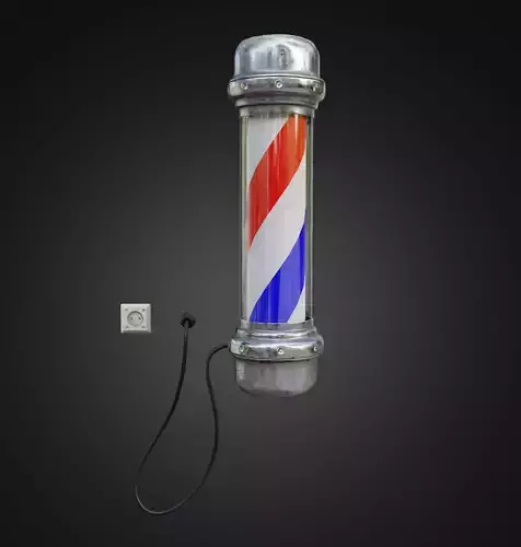 Vintage barber pole and power outlet