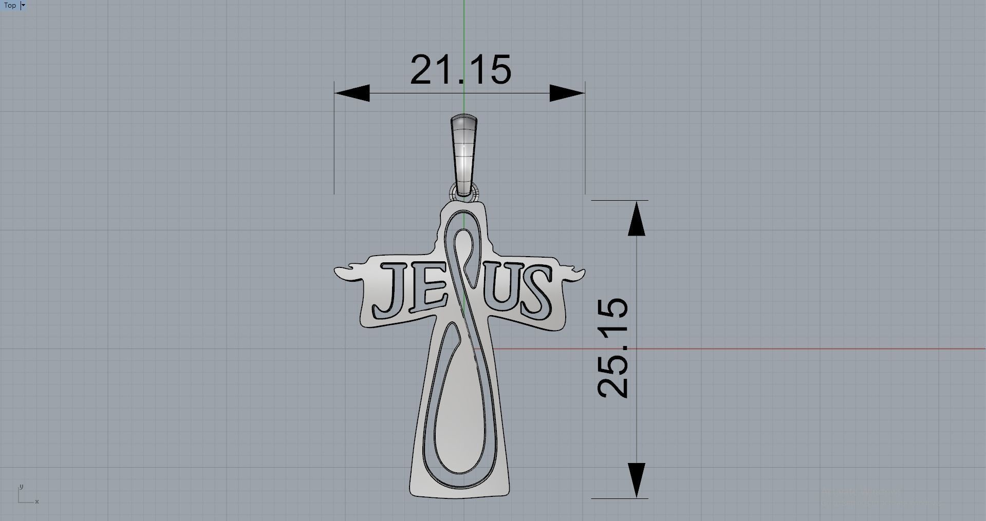 JESUS CROSS GOLD PENDANT 3D print model_8