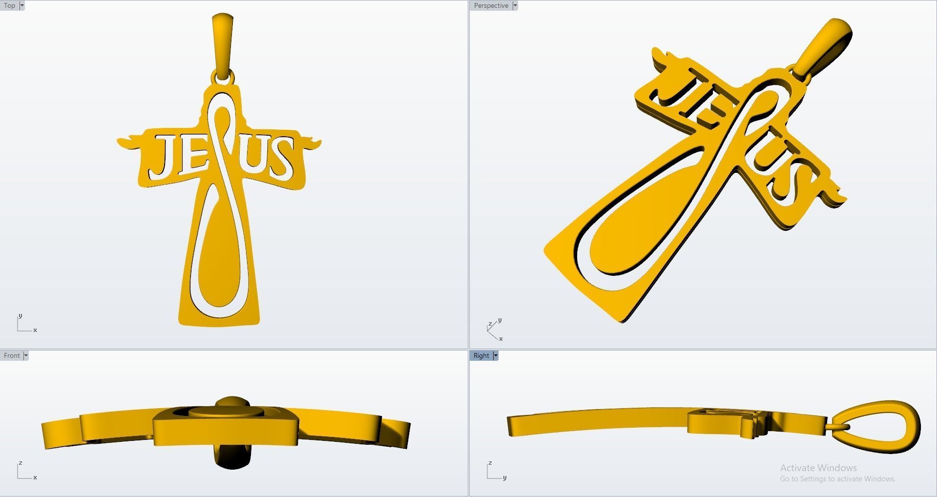 JESUS CROSS GOLD PENDANT 3D print model_7