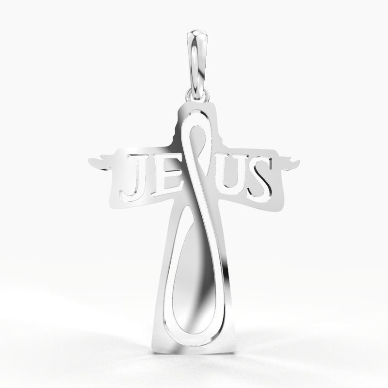 JESUS CROSS GOLD PENDANT 3D print model_10