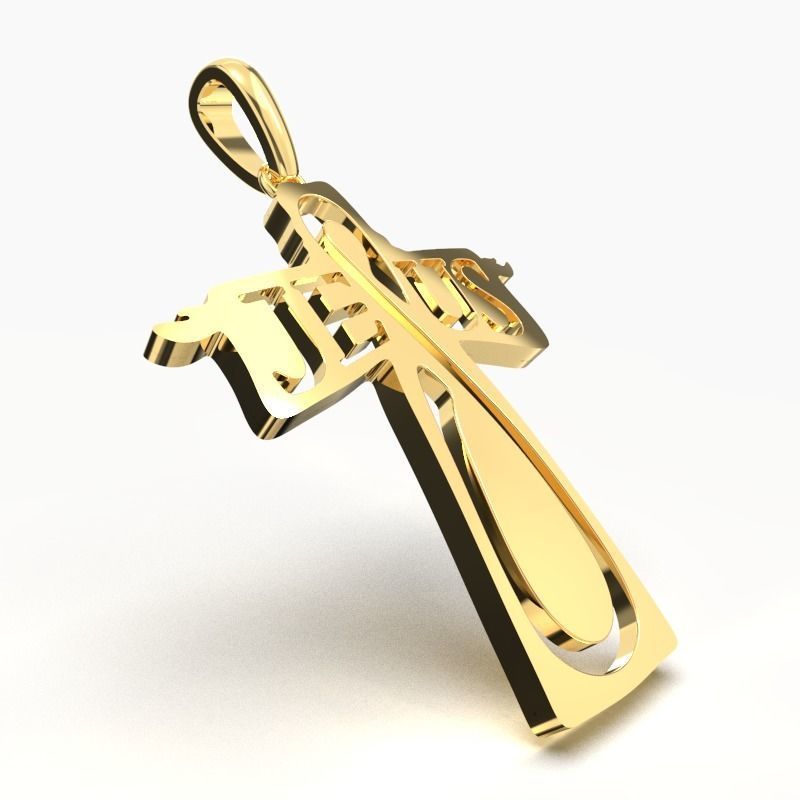JESUS CROSS GOLD PENDANT 3D print model_3