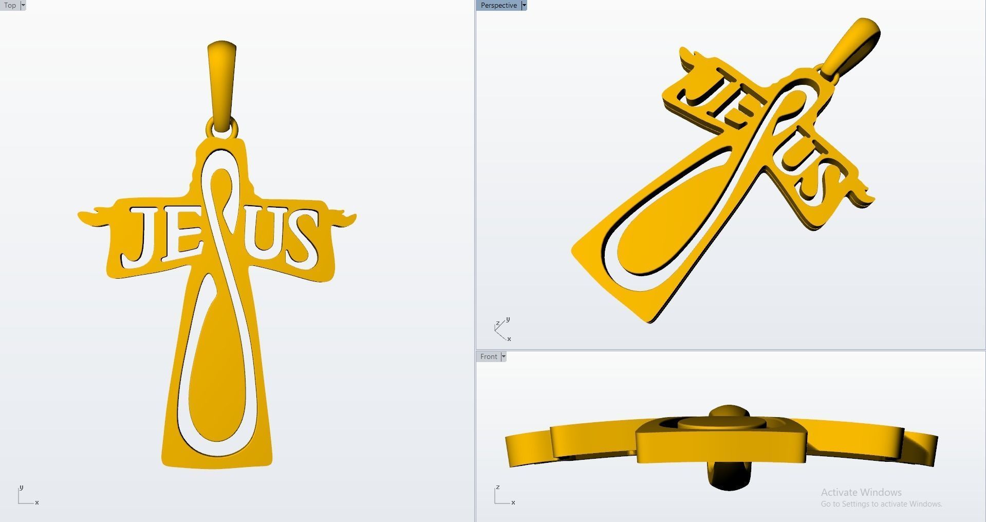 JESUS CROSS GOLD PENDANT 3D print model_6