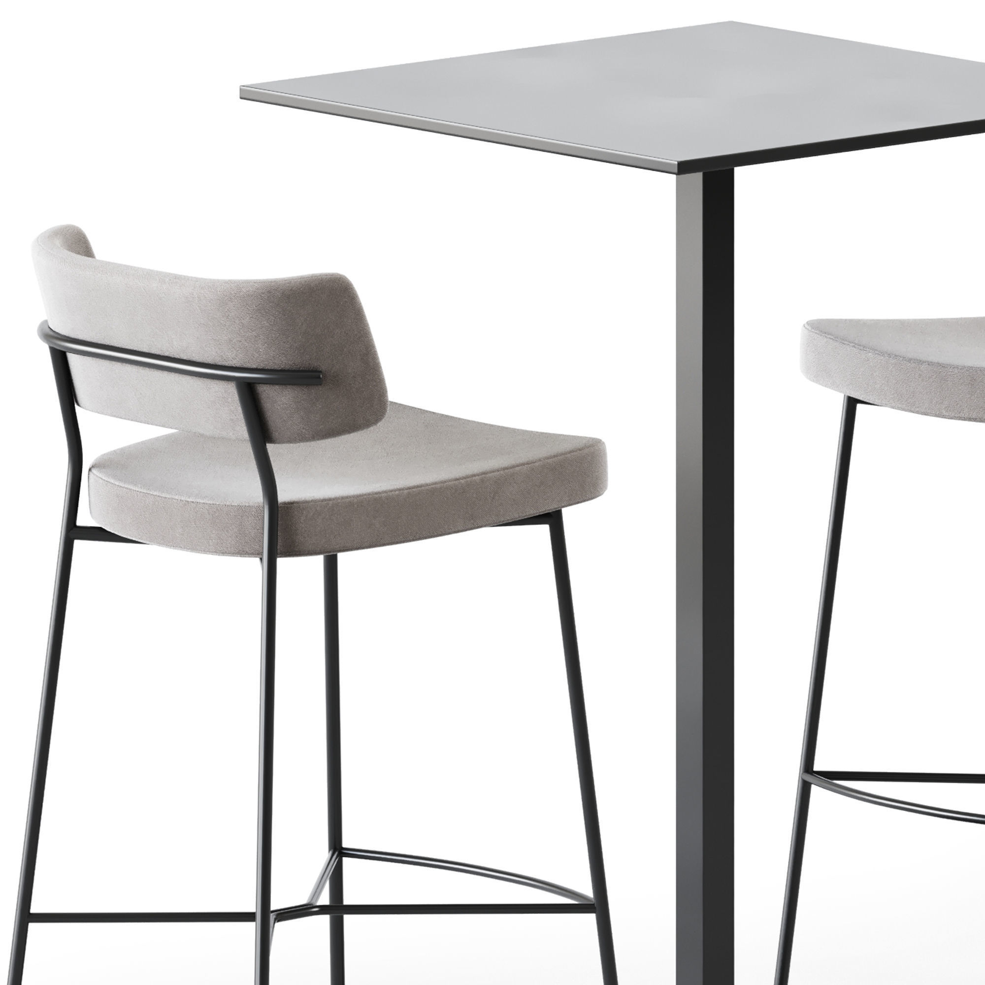 Bar Table Dado S70 by Mobliberica and Marlen Bar Chair by TrabA 3D model_1