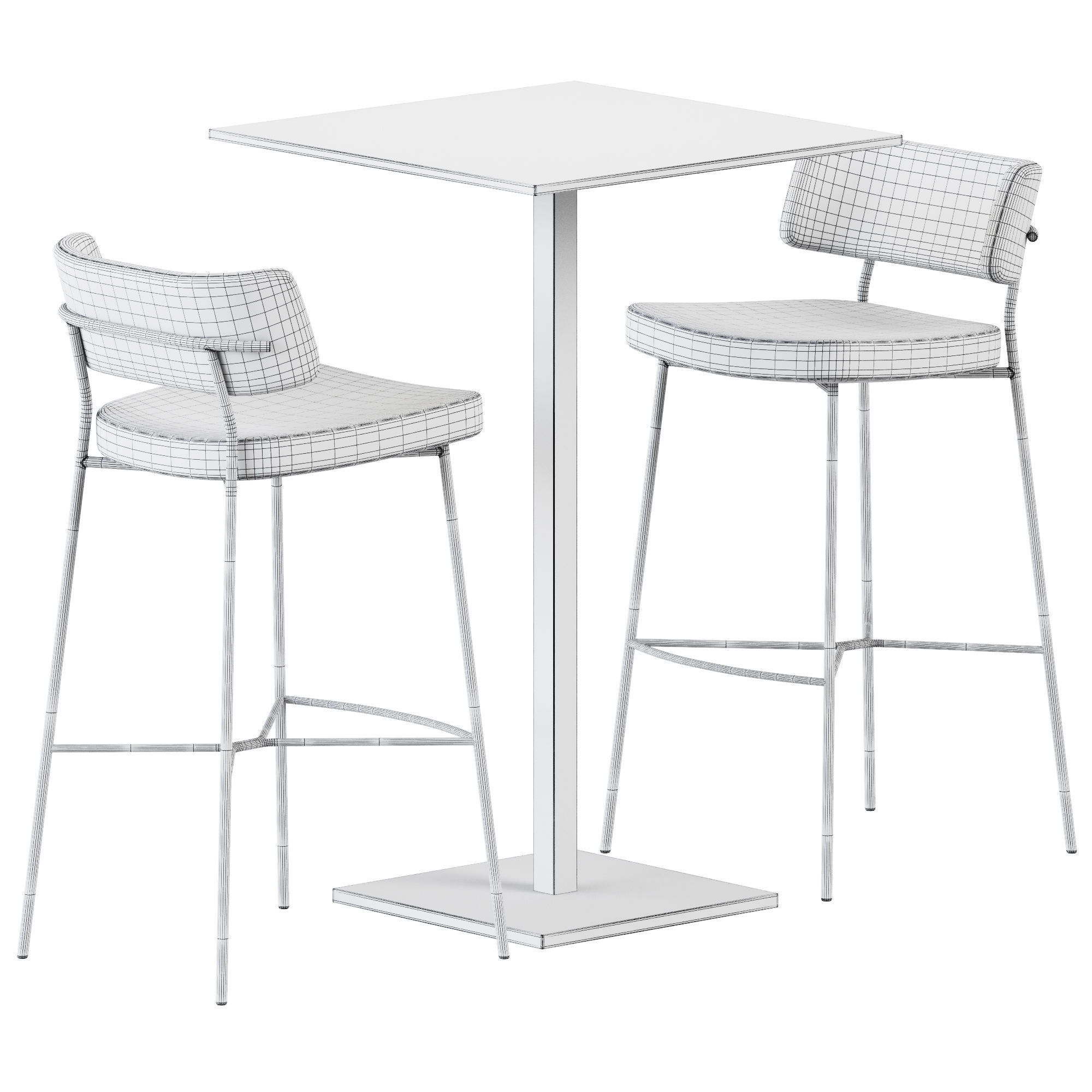 Bar Table Dado S70 by Mobliberica and Marlen Bar Chair by TrabA 3D model_3