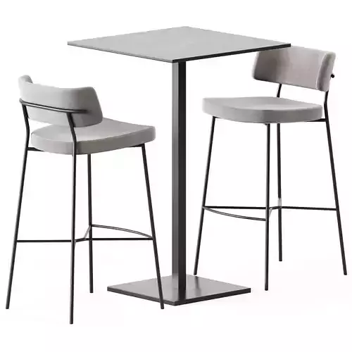 Bar Table Dado S70 by Mobliberica and Marlen Bar Chair by TrabA
