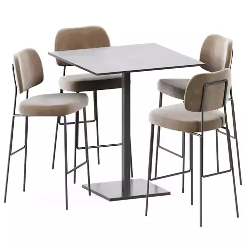 Bar Table Dado S80 by Mobliberica and Kapoor Bar Chair by Annud