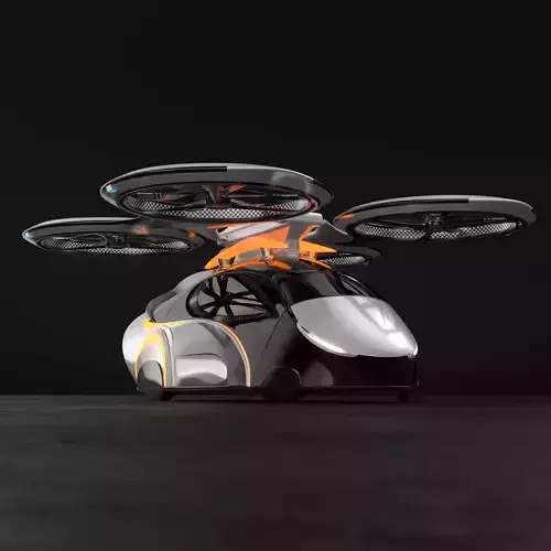 Flying autonomous passenger drone concept 3D model