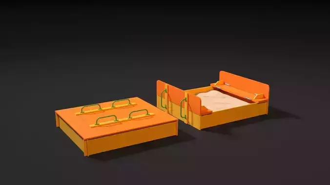 Sandbox orange box with sand inside