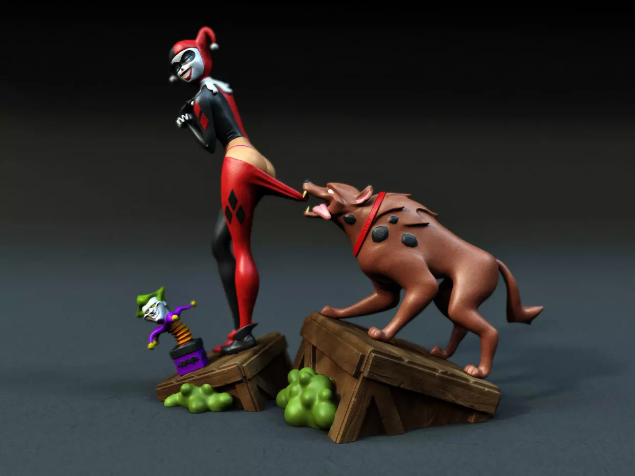 Harley Quinn cartoon 3D print model