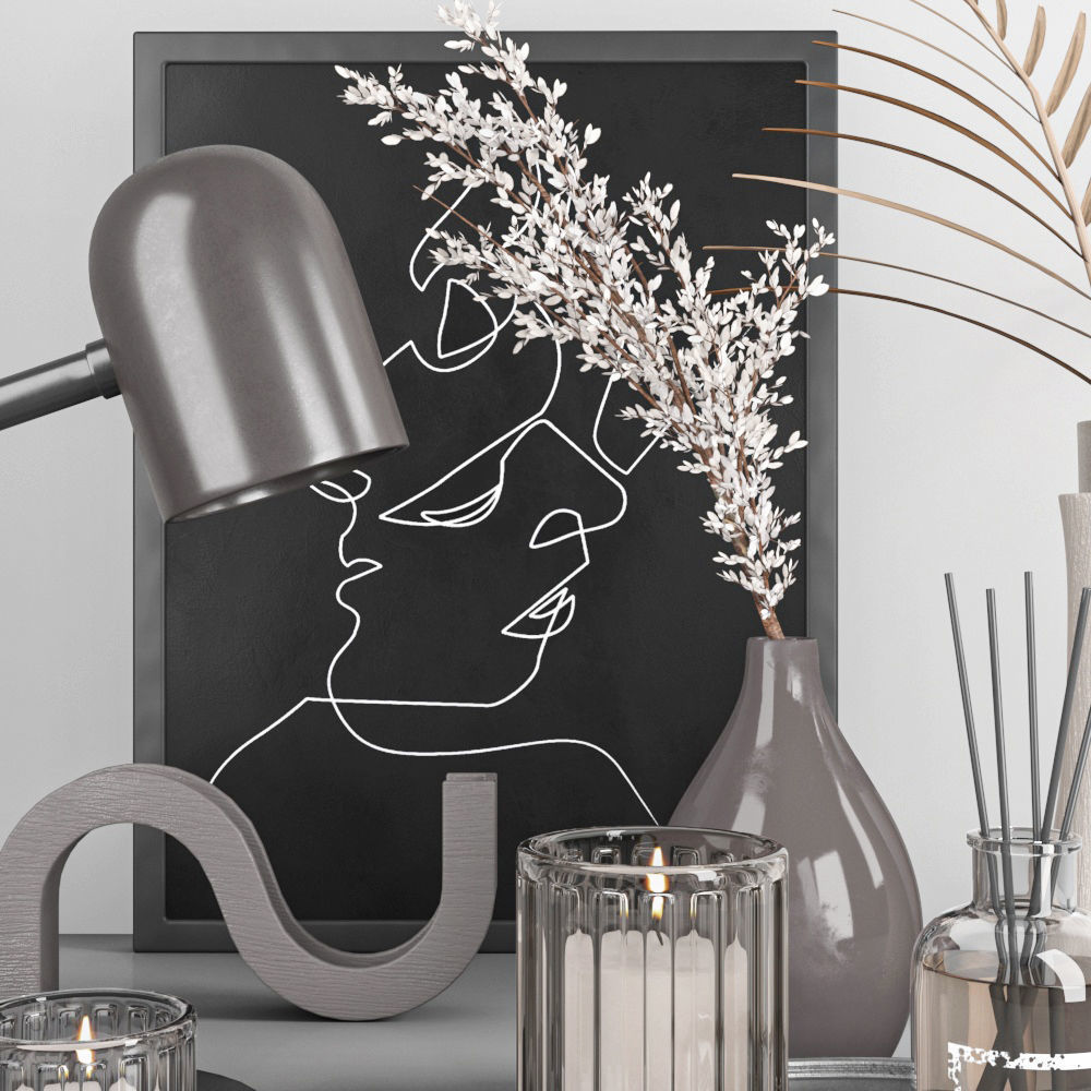 decorative set with dry flower 7 3D model_1