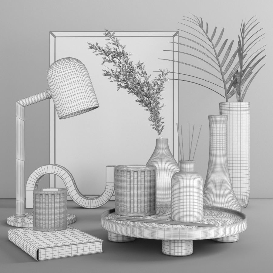 decorative set with dry flower 7 3D model_5