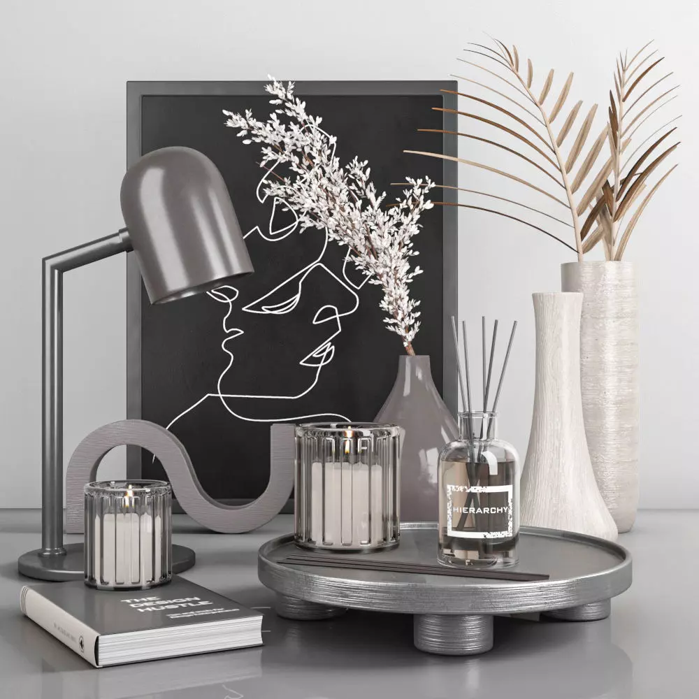 decorative set with dry flower 7 3D model_0