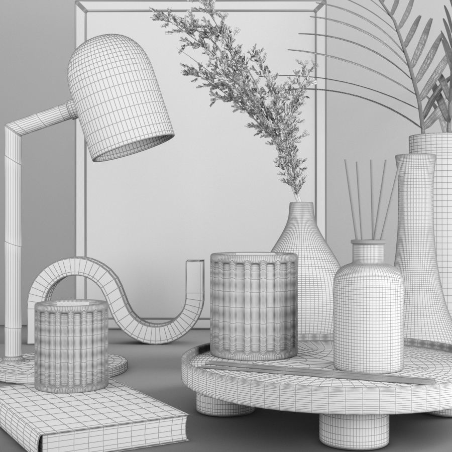 decorative set with dry flower 7 3D model_4