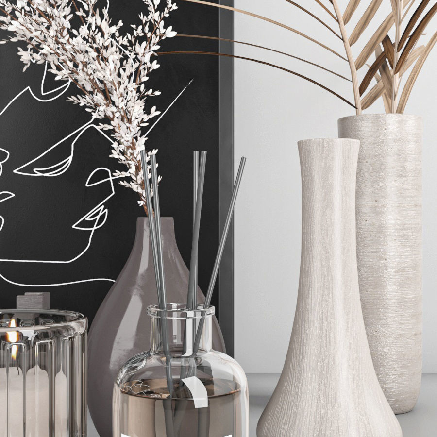 decorative set with dry flower 7 3D model_7