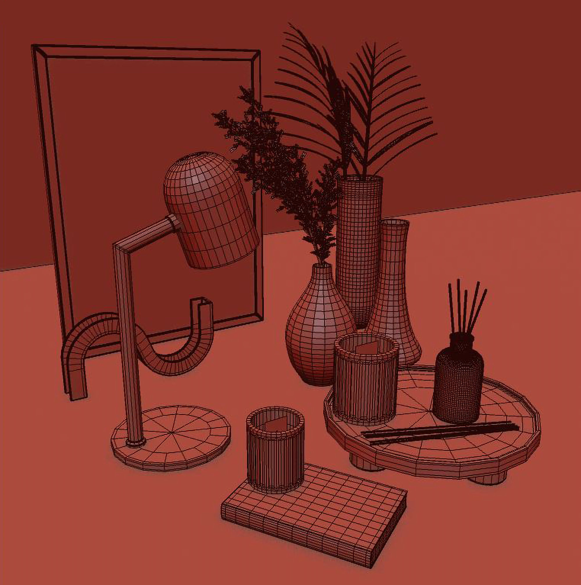 decorative set with dry flower 7 3D model_6