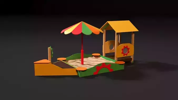 Sandbox wooden play set with umbrella
