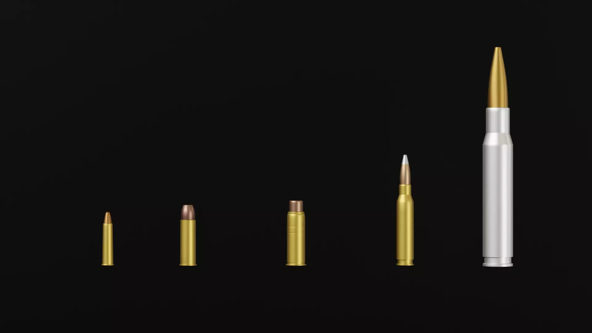 5 Bullet Collection silver 3D model_0