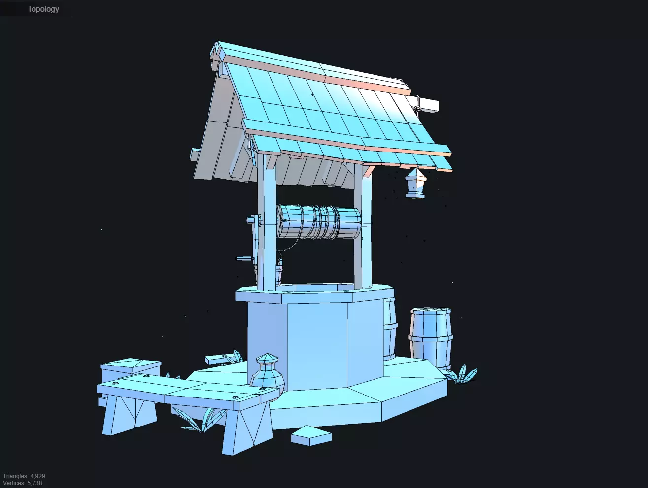 Water Well 3D Model  Low-poly 3D model_2