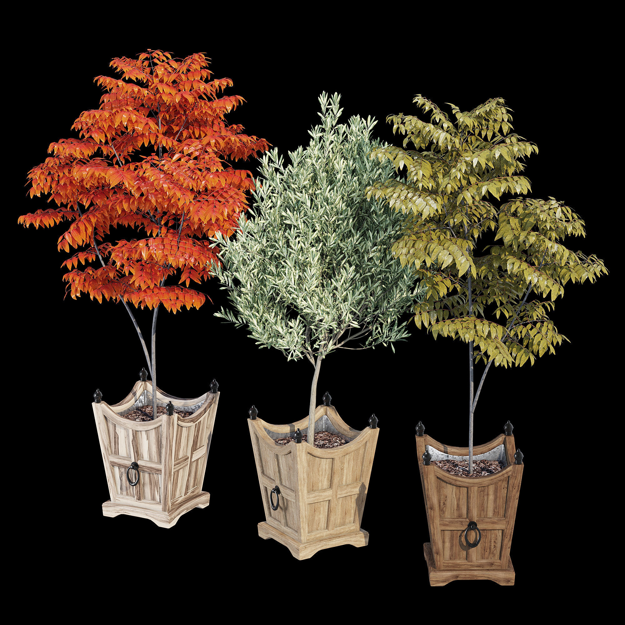 Tuxedo wooden basket hanging on wall 3D model_10