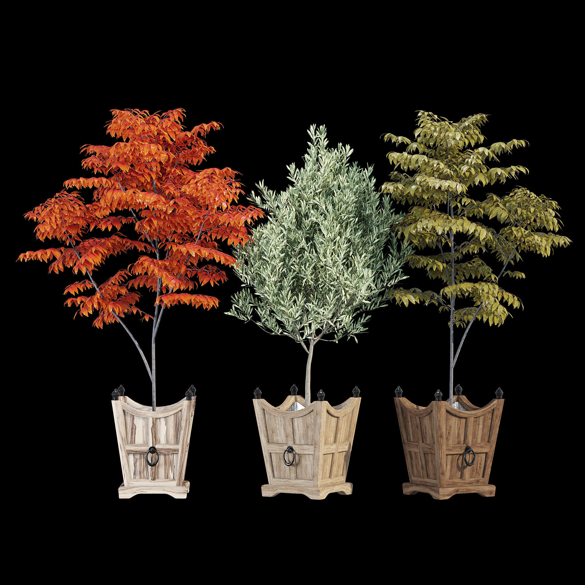 Tuxedo wooden basket hanging on wall 3D model_7