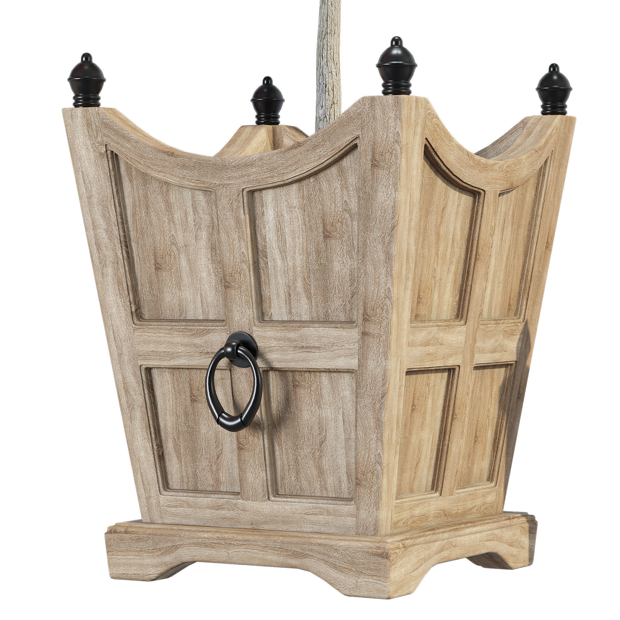Tuxedo wooden basket hanging on wall 3D model_4