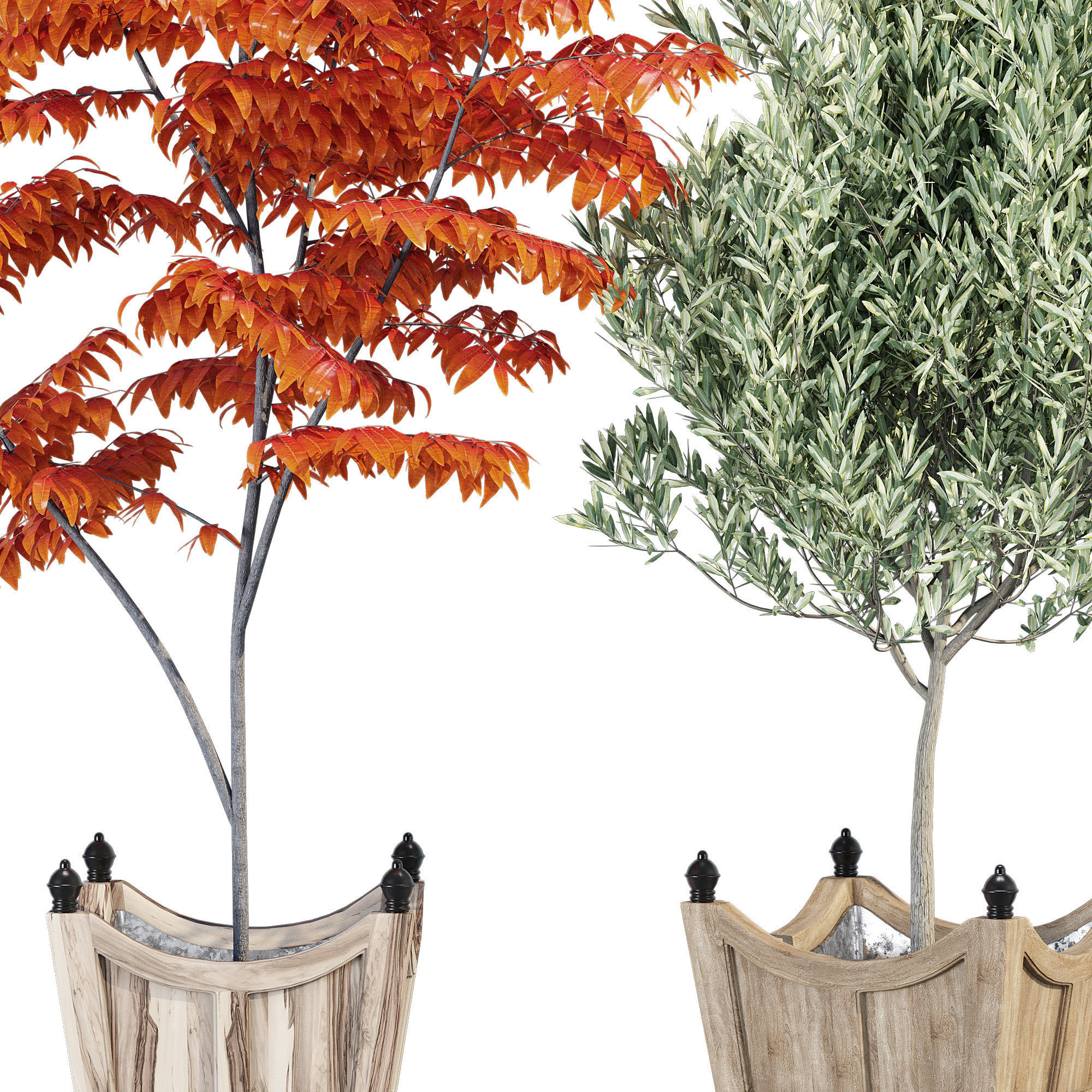 Tuxedo wooden basket hanging on wall 3D model_5