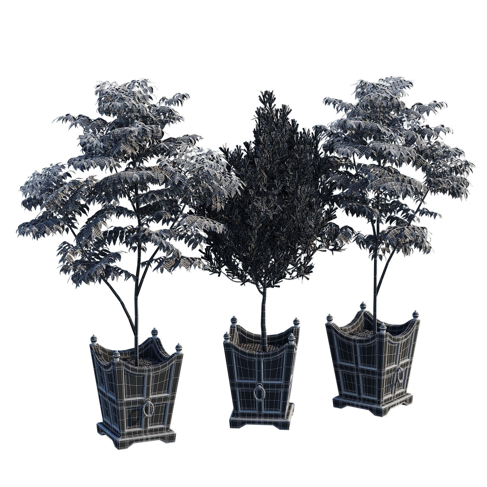 Tuxedo wooden basket hanging on wall 3D model_6