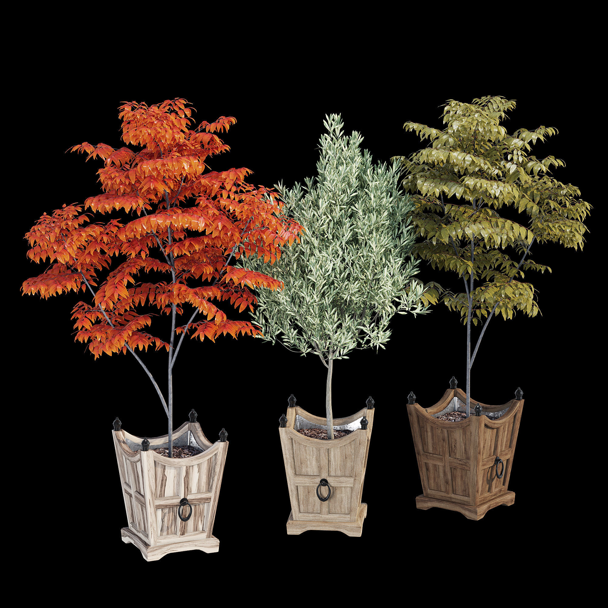 Tuxedo wooden basket hanging on wall 3D model_9