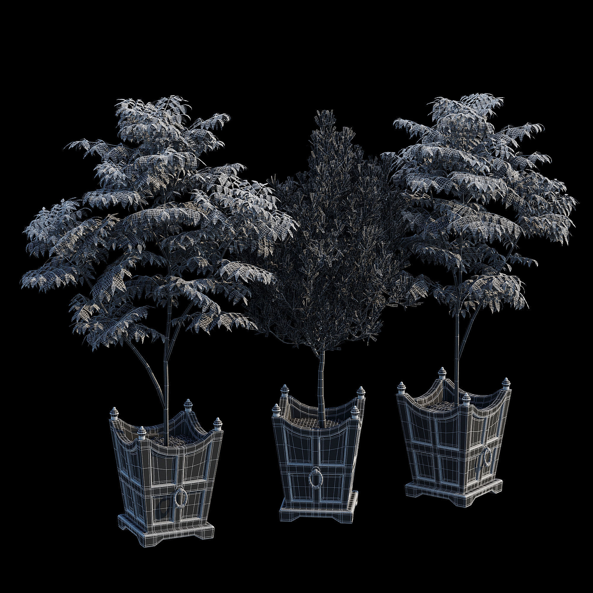 Tuxedo wooden basket hanging on wall 3D model_13