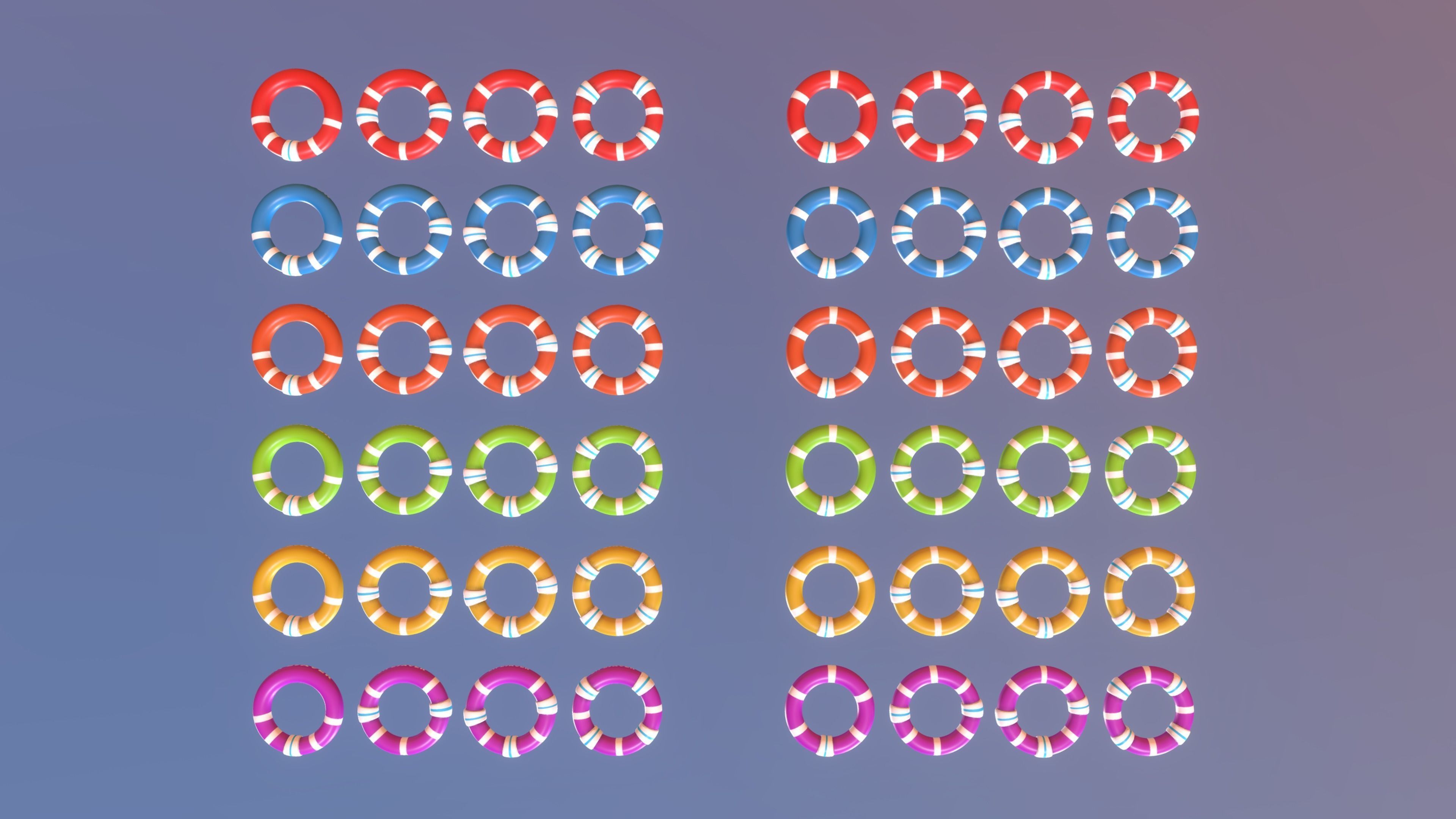 Beach Lifesavers Pack Low-poly 3D model_16