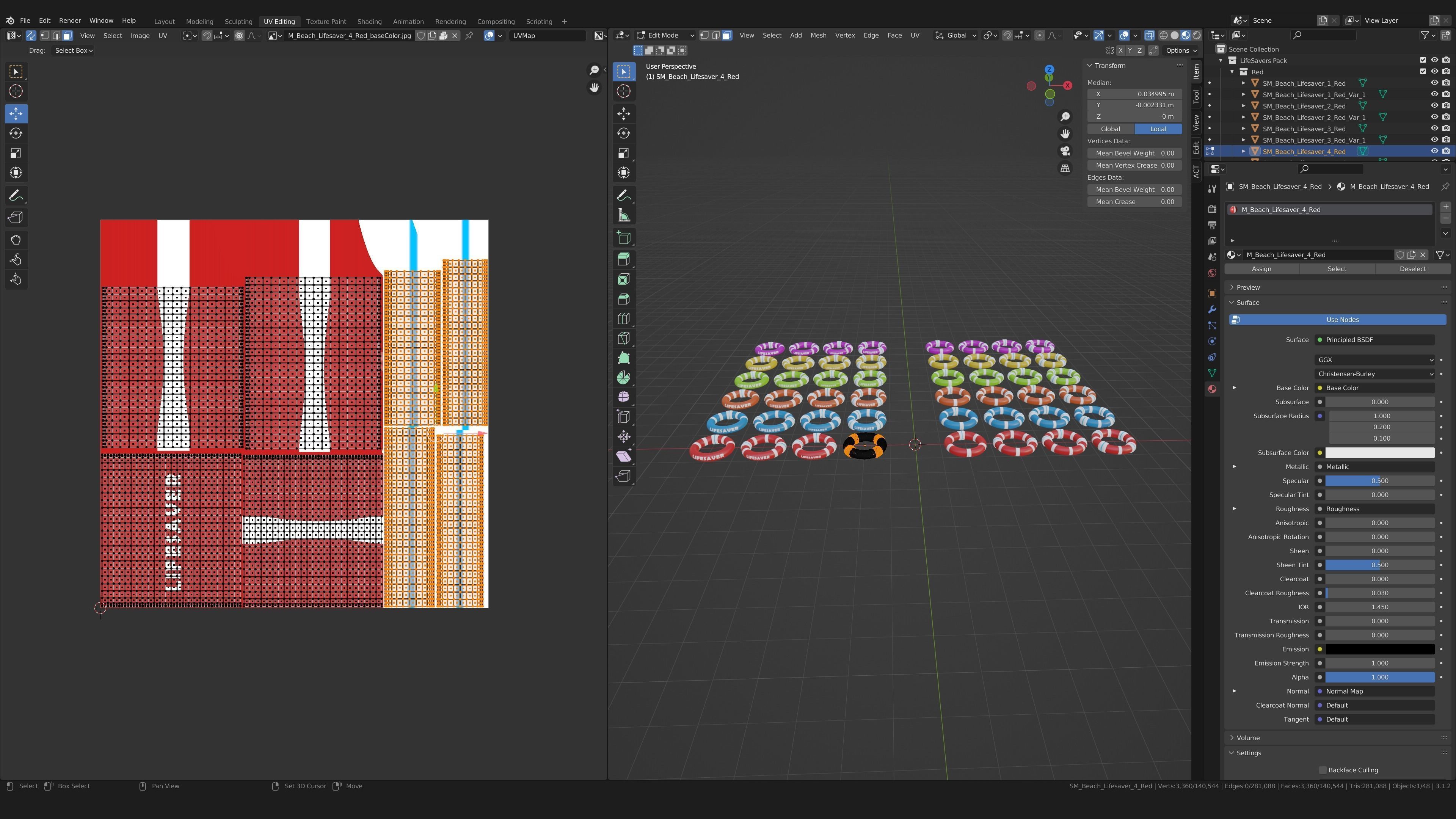 Beach Lifesavers Pack Low-poly 3D model_6