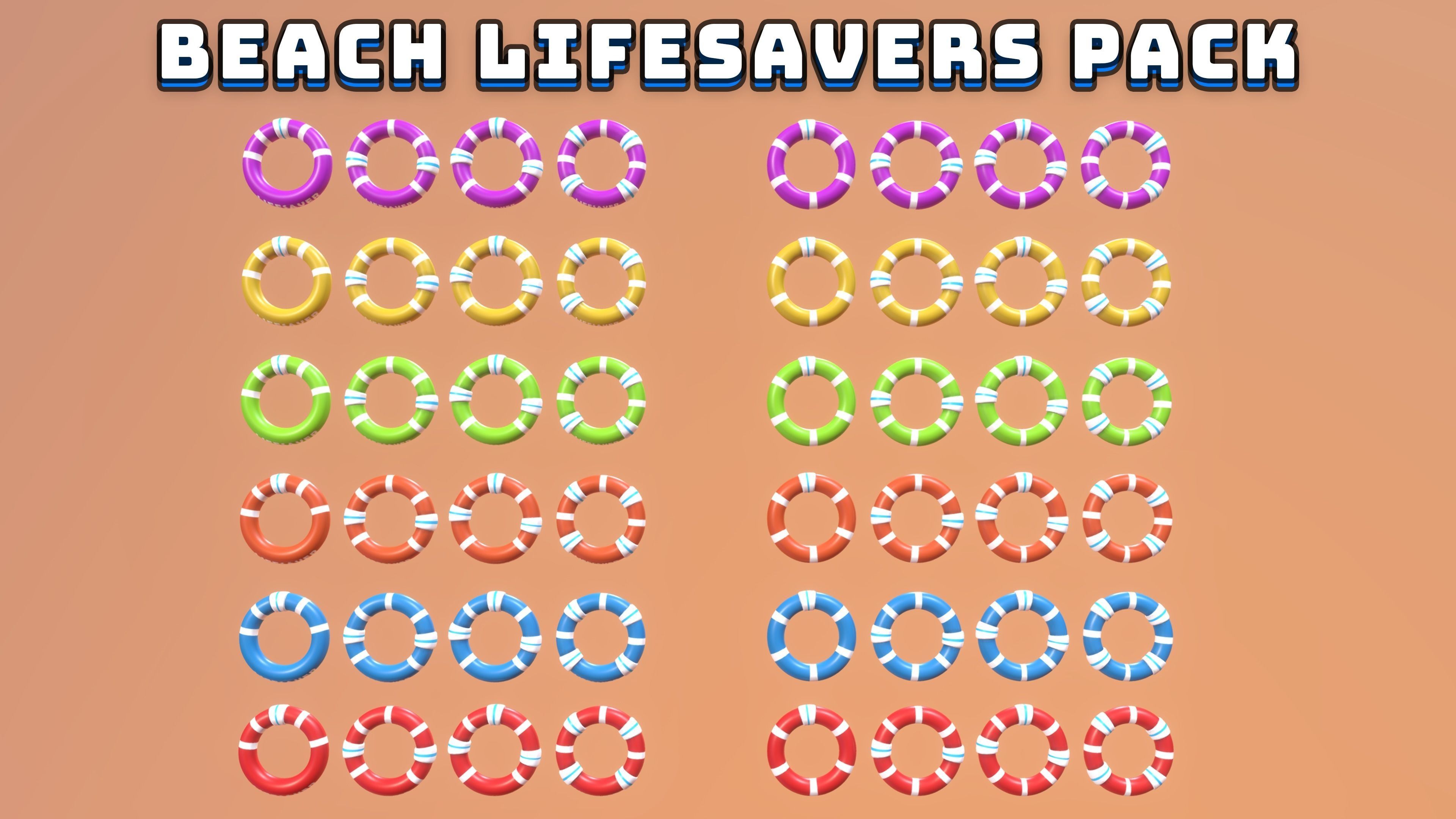 Beach Lifesavers Pack Low-poly 3D model_2