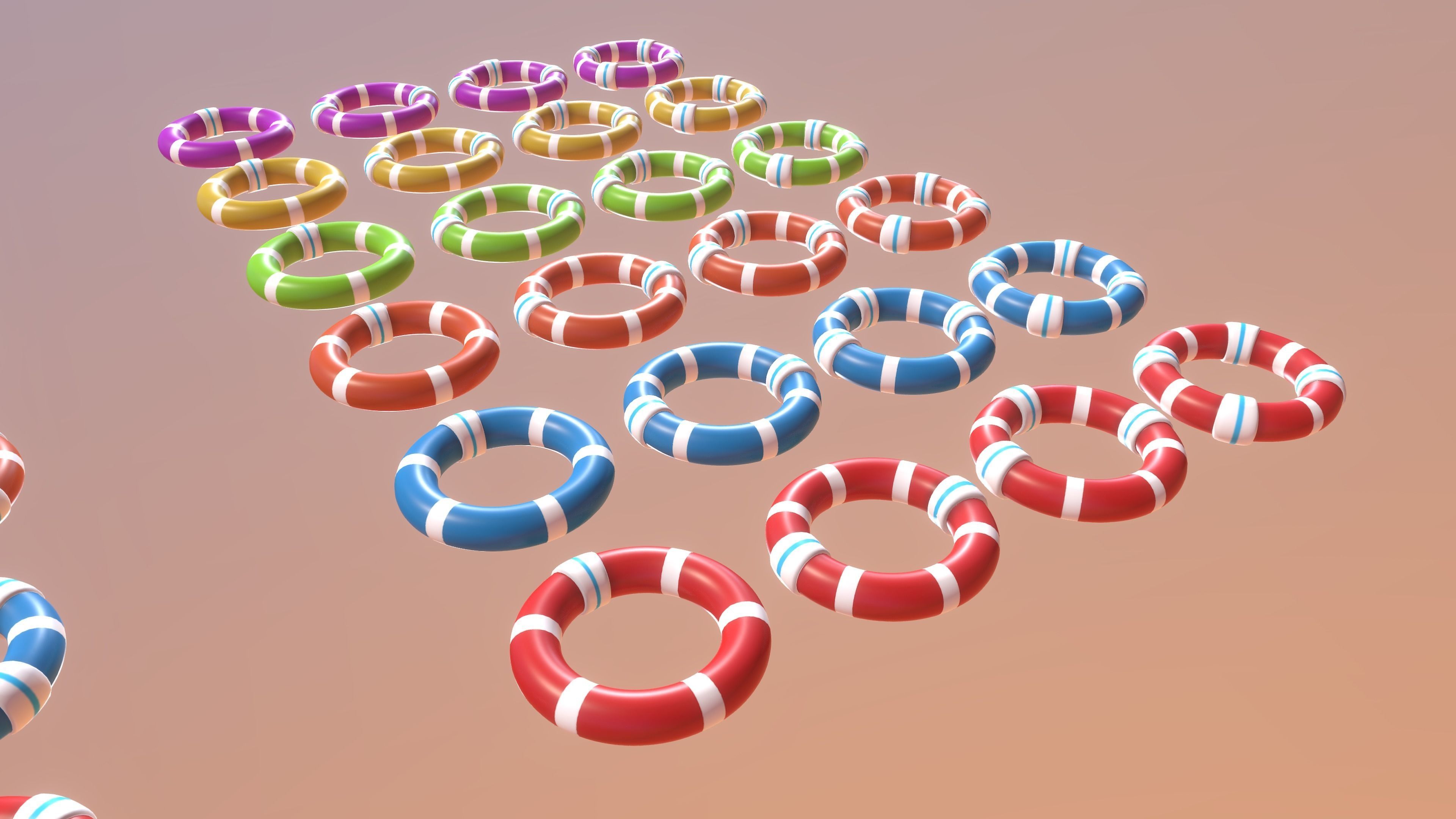 Beach Lifesavers Pack Low-poly 3D model_14