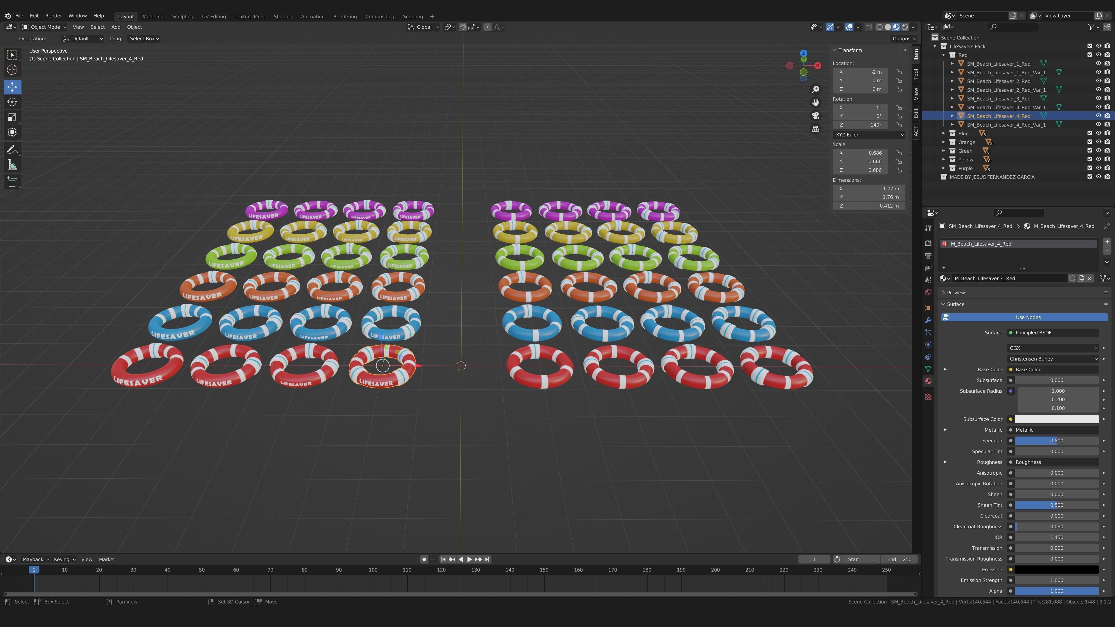 Beach Lifesavers Pack Low-poly 3D model_5