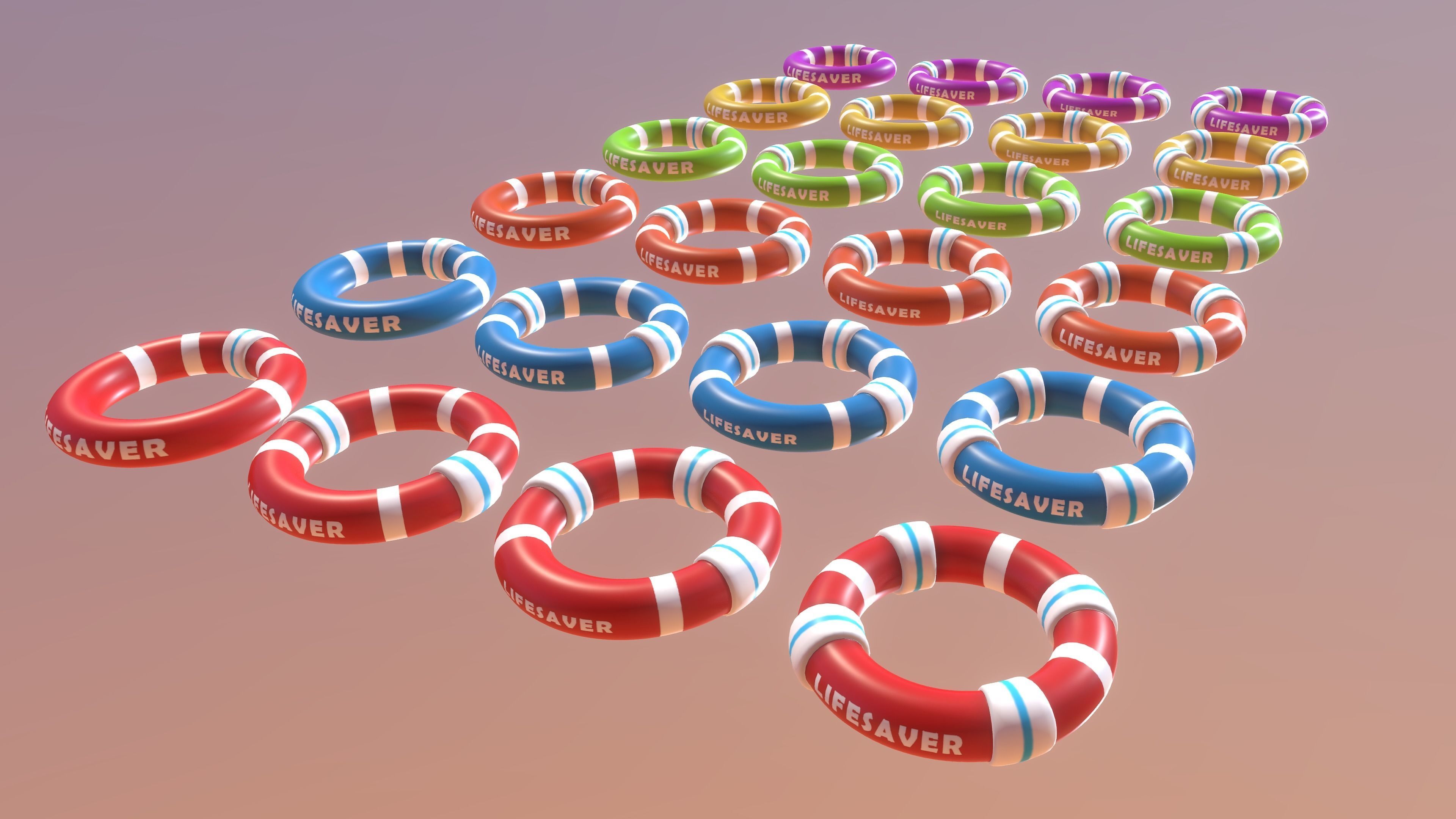 Beach Lifesavers Pack Low-poly 3D model_9