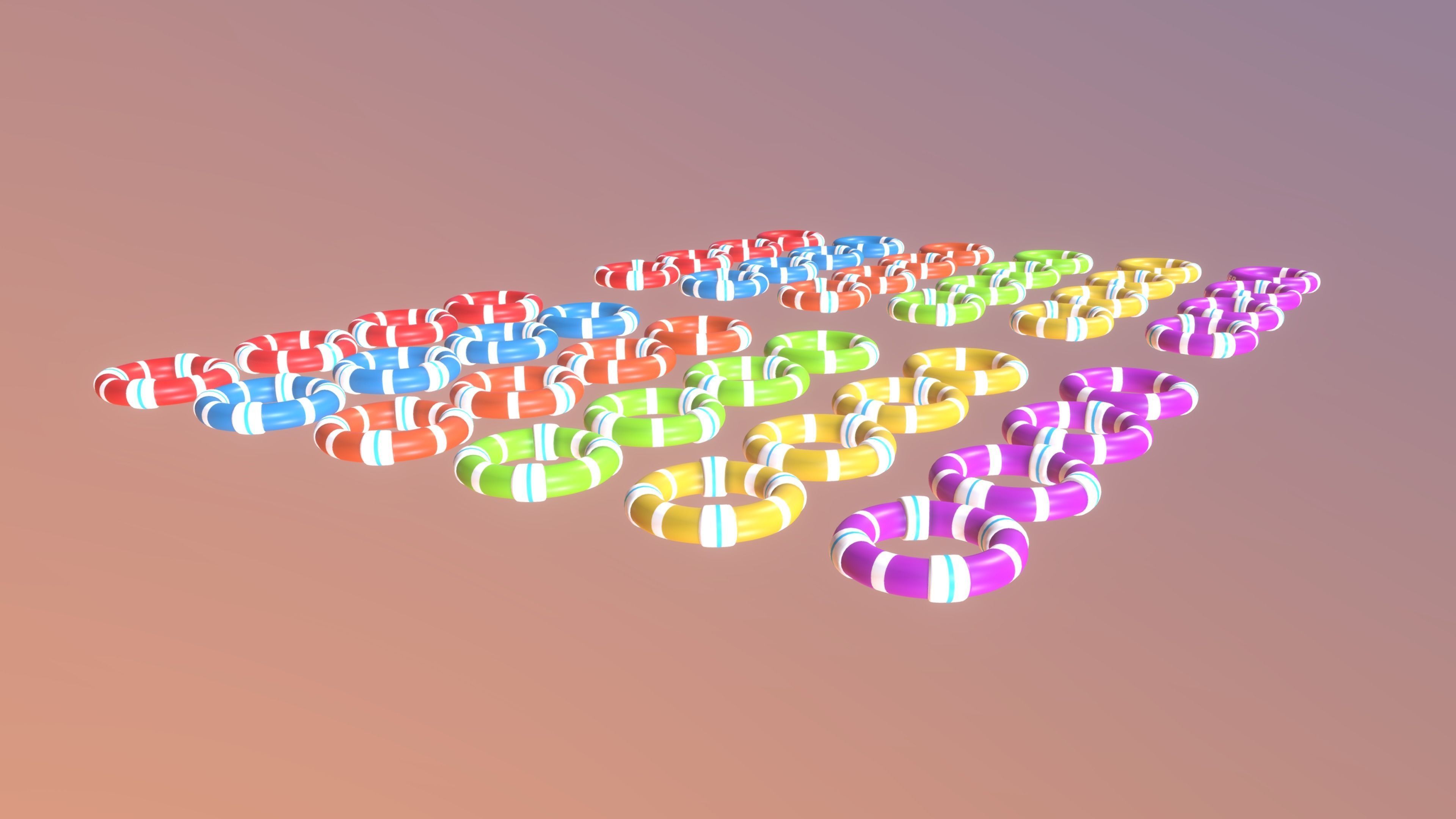 Beach Lifesavers Pack Low-poly 3D model_11