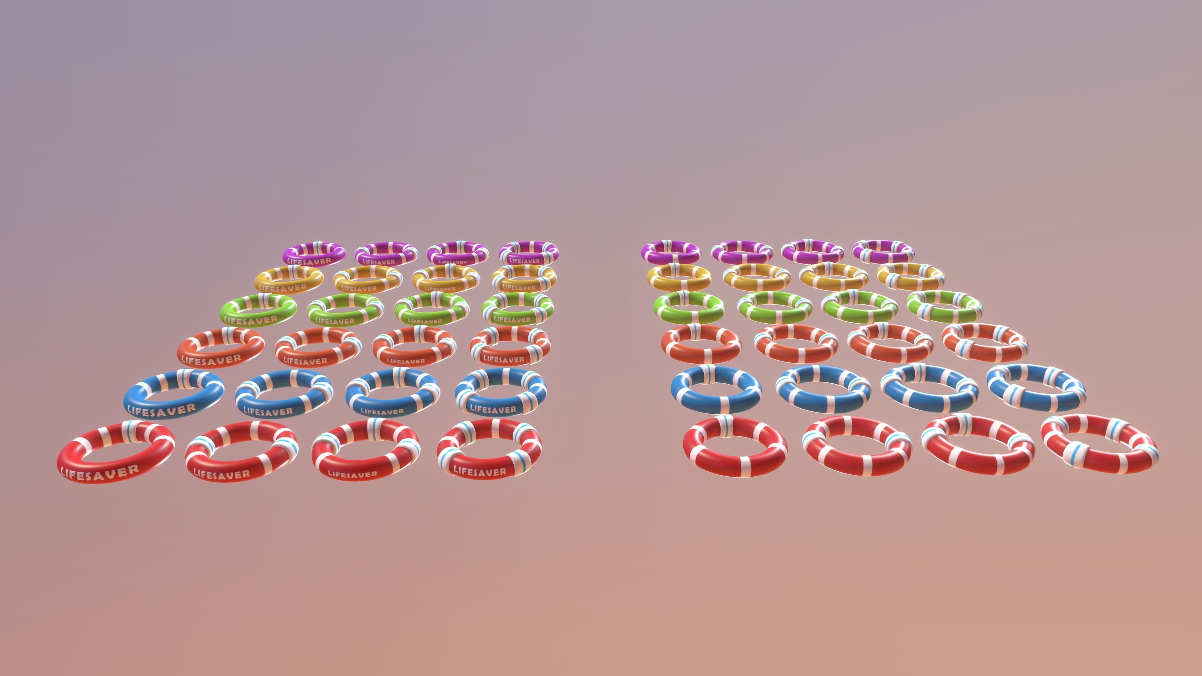 Beach Lifesavers Pack Low-poly 3D model_15